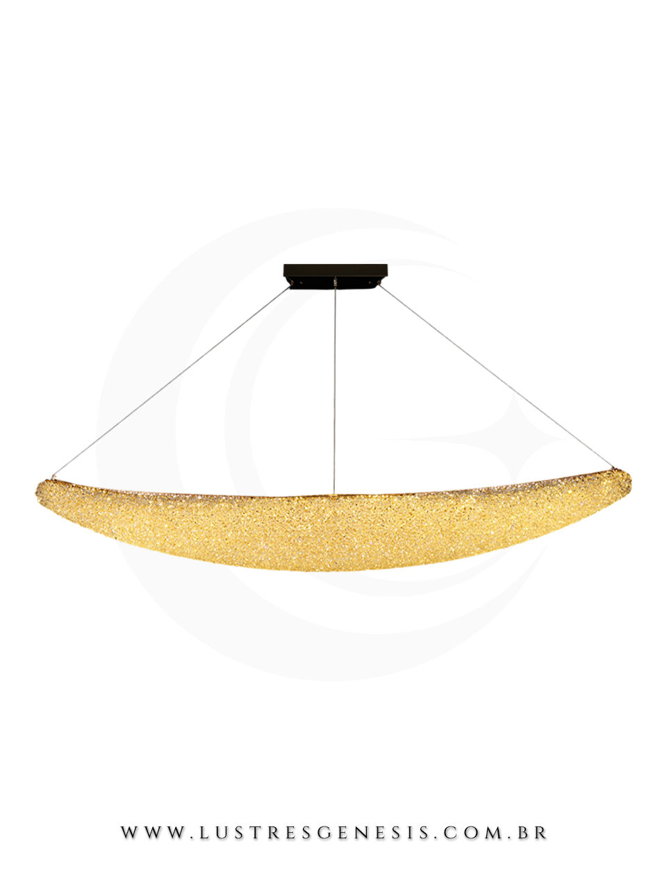 Luminaria de Teto LED Cristal Moderno Dourado 160cm, Sala de Jantar P&eacute; Direito Duplo, Quarto Casal, Sal&atilde;o